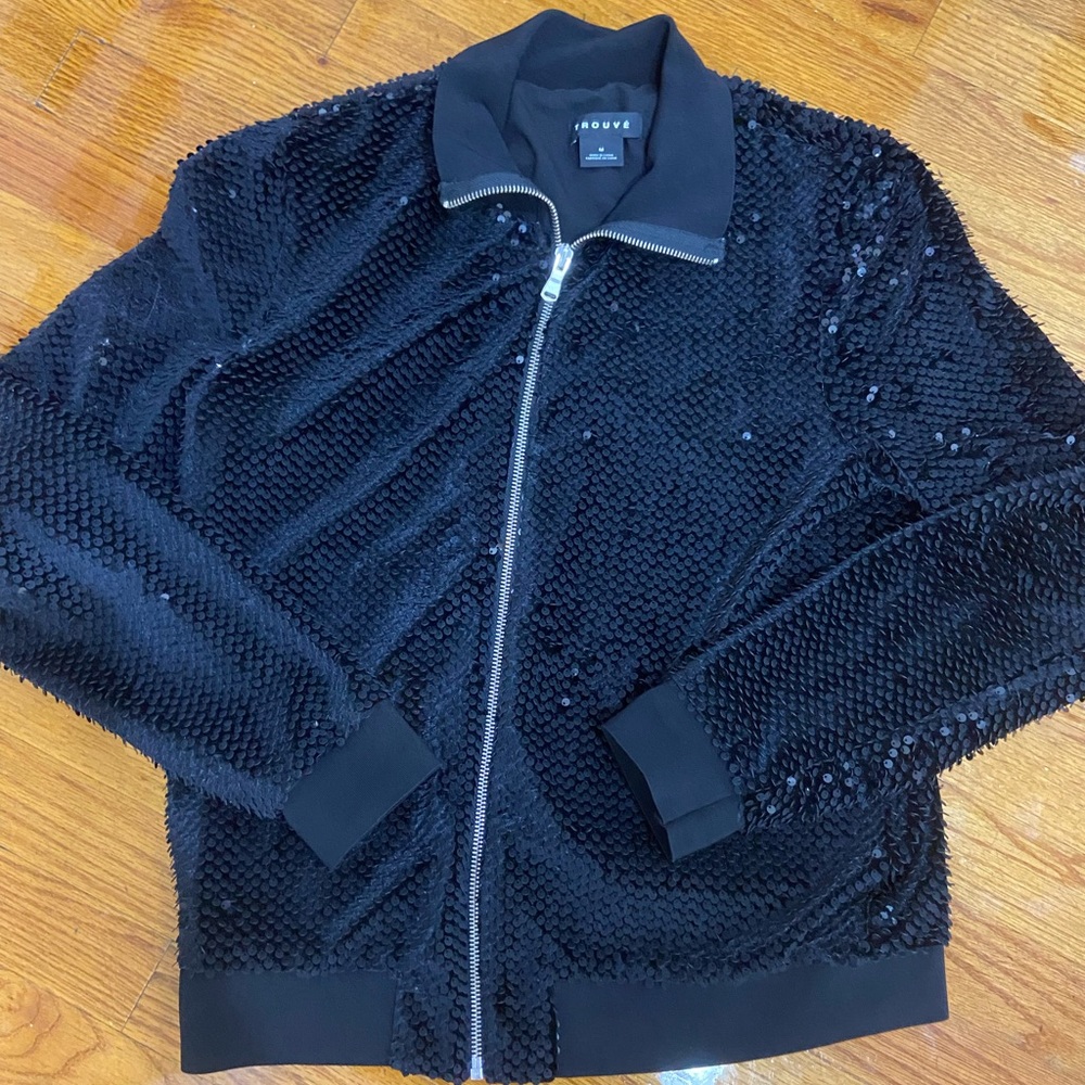 Trouve Black Sequin Jacket